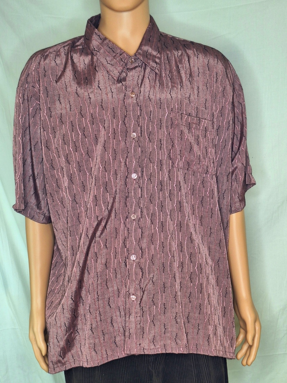 Men's Blair 3XL Short-Sleeve Button-Up Shirt in Mauve Pattern